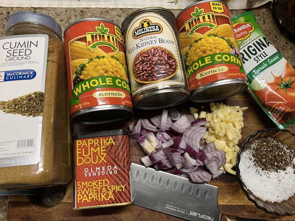 Chili con carne ingredients
