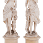 Lot 180: A pair of ivory sculptures depicting Greek goddesses Ceres and Chloris