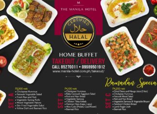 The Manila Hotel Café Ilang-Ilang offers halal-certified food for Takeout and Delivery