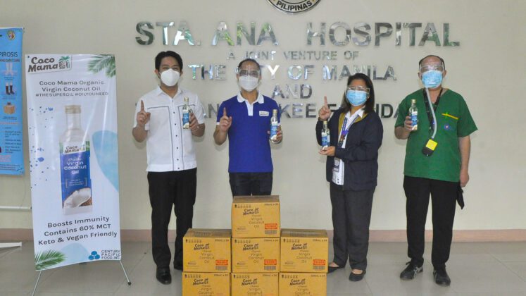 From left: Councilor Uno Lim, Marketing Director for Emerging Business of Century Pacific Food Inc., Mr. Bryan Lingan, hospital director Dra. Grace H. Padilla,MD and chief-of-staff Mr. Midas C. Capulong at Sta. Ana Hospital