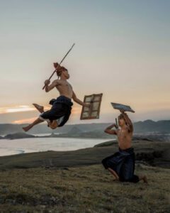 The indigenous Indonesian art of stick fighting called Caci practiced in Mandalika in Lombok Indonesia